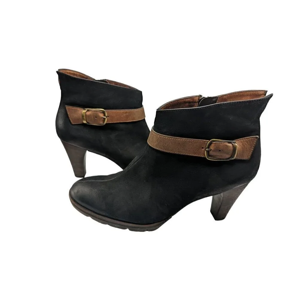 Paul Green Karla Black Combo Leather Ankle Booties Women's Size 9 - Picture 1 of 8